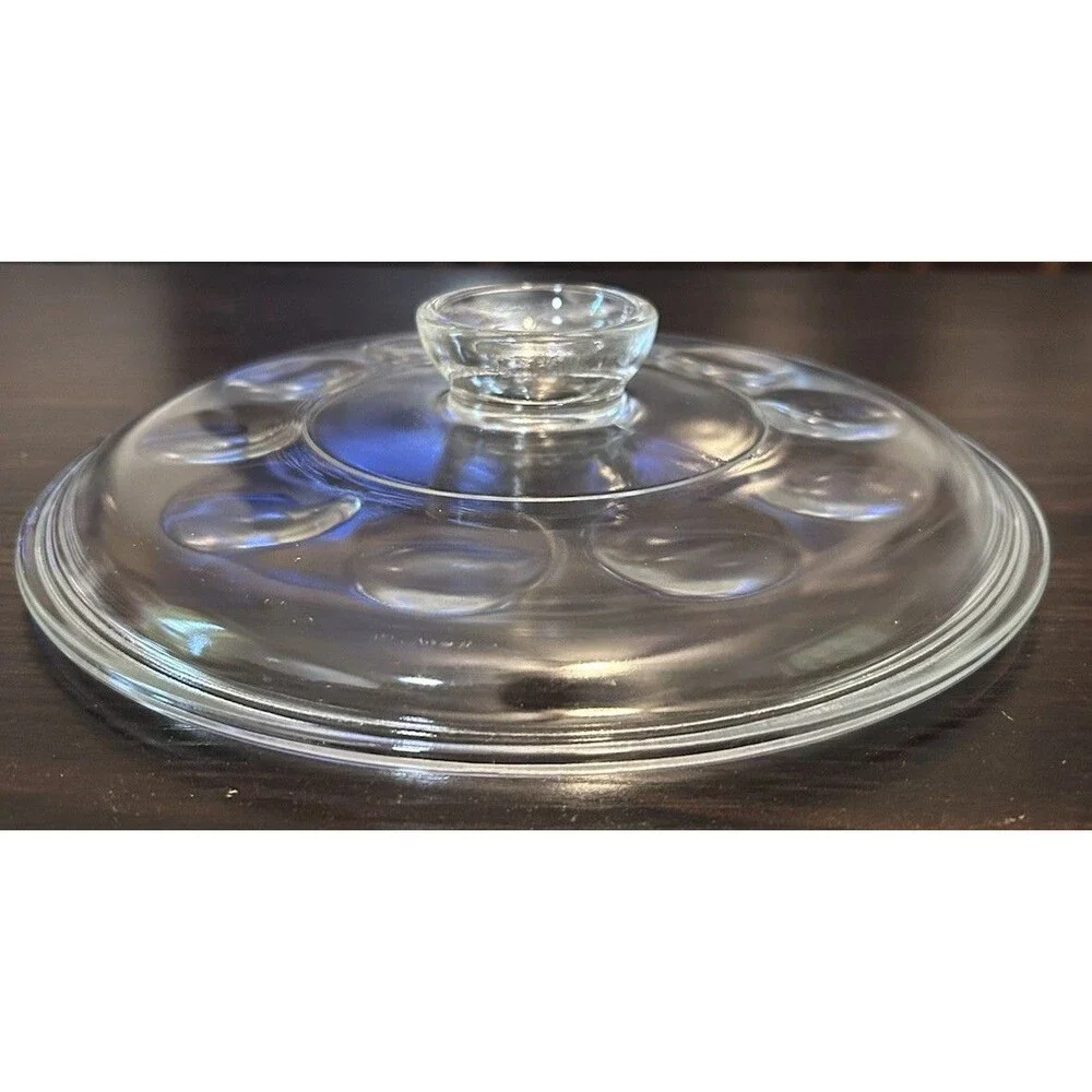 Vtg Clear Corning Ware Merry Mushroom 8.5” Dimpled Pyrex Glass Replacement Lid